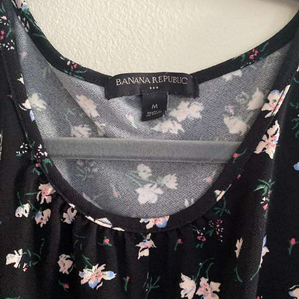 Banana Republic Black Floral Dress - Size M - Picture 3 of 3